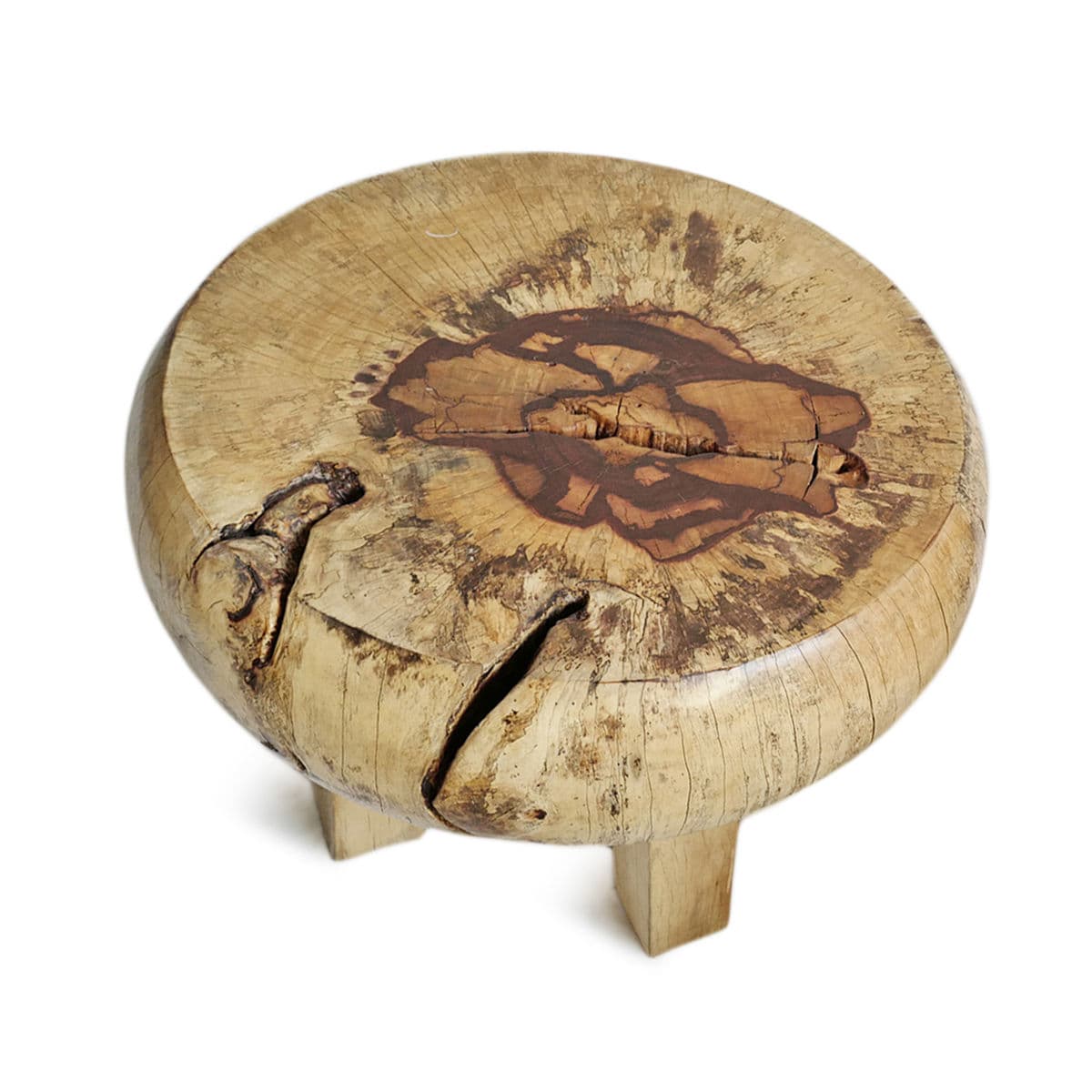 Tamarind Round Wood Stool Table - Thumbnail 3