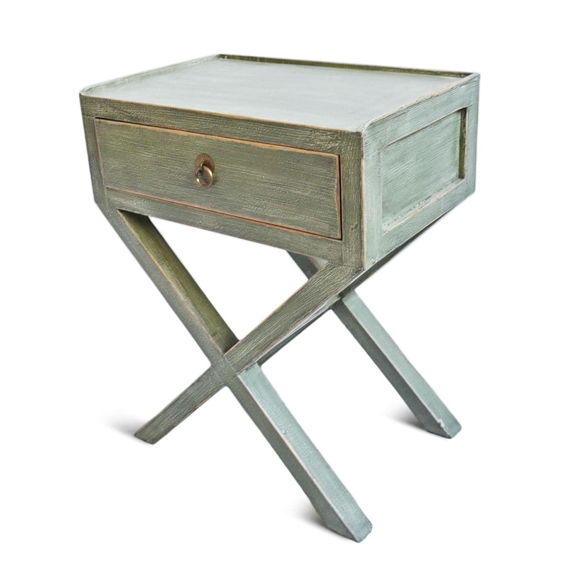 Green Washed X Bedside Table - Thumbnail 3