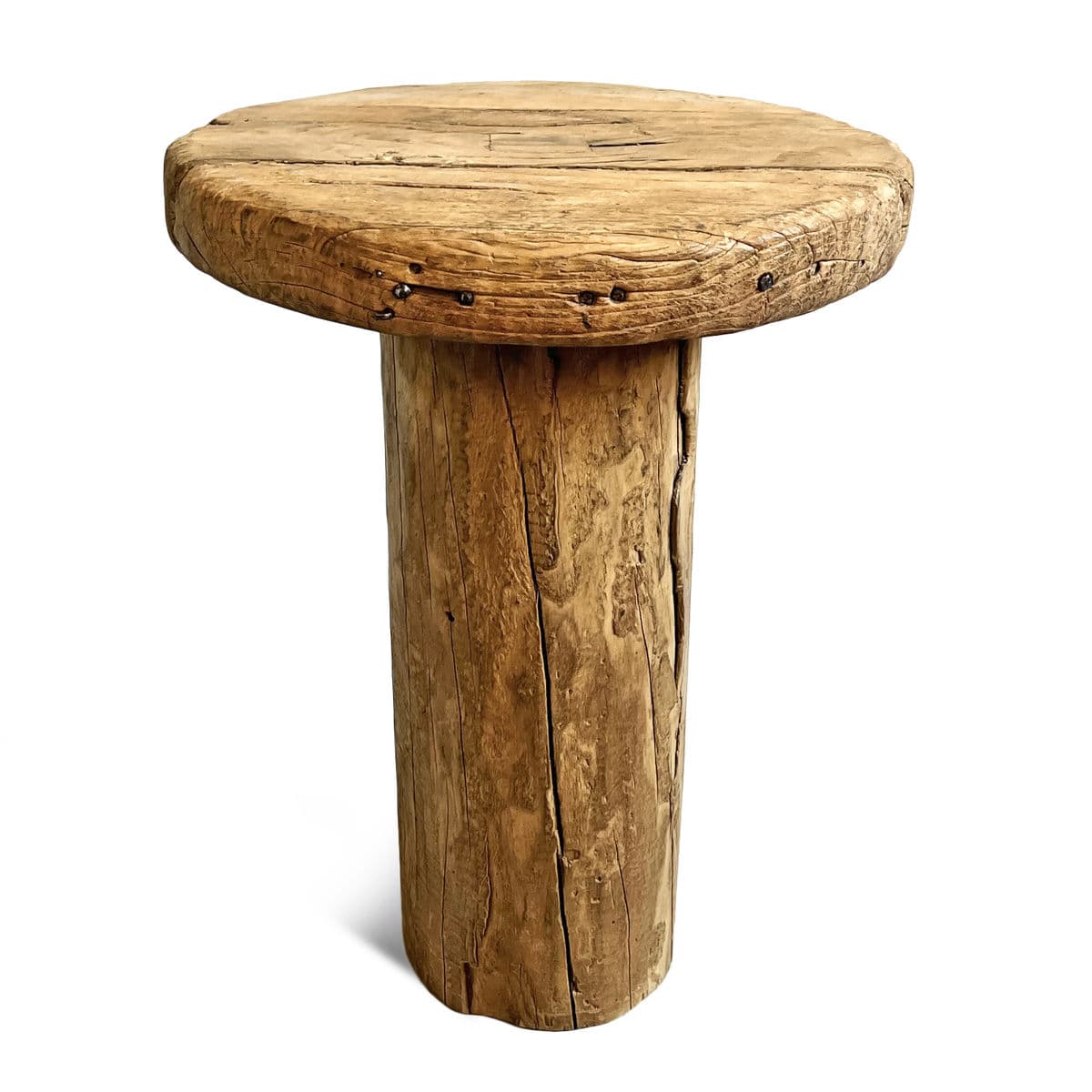 Rustic Log Round Side Table - Thumbnail 3
