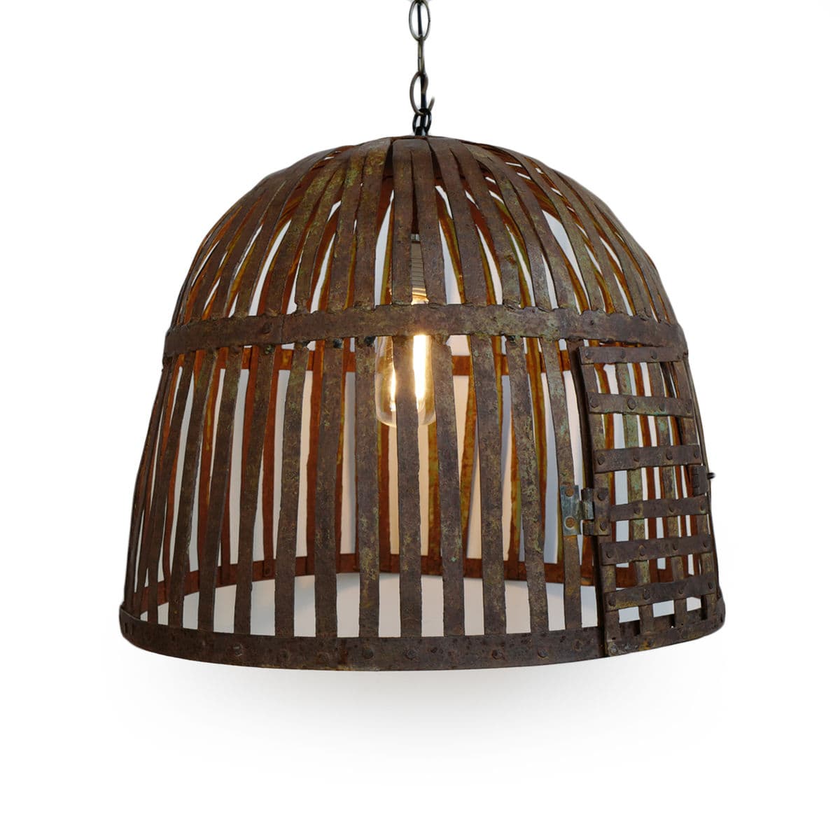 Industrial Iron Basket Cage Lantern - Thumbnail 3