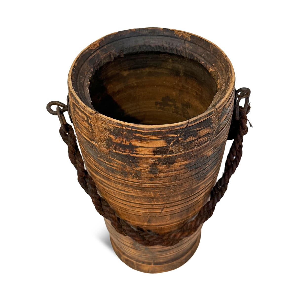 Vintage India Wood Water Pot - Thumbnail 3