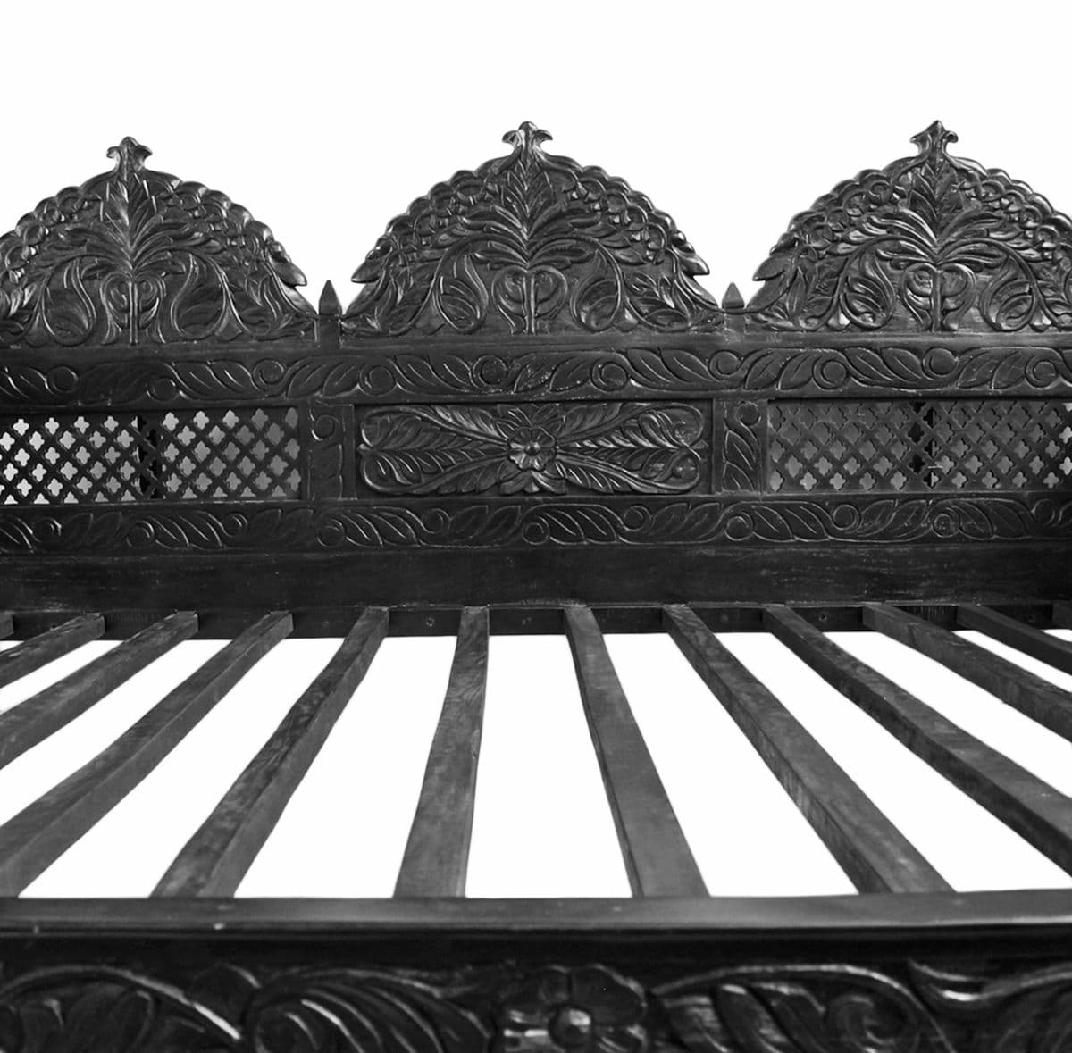 Raja Ebony Carved Wood Canopy Daybed - Thumbnail 3