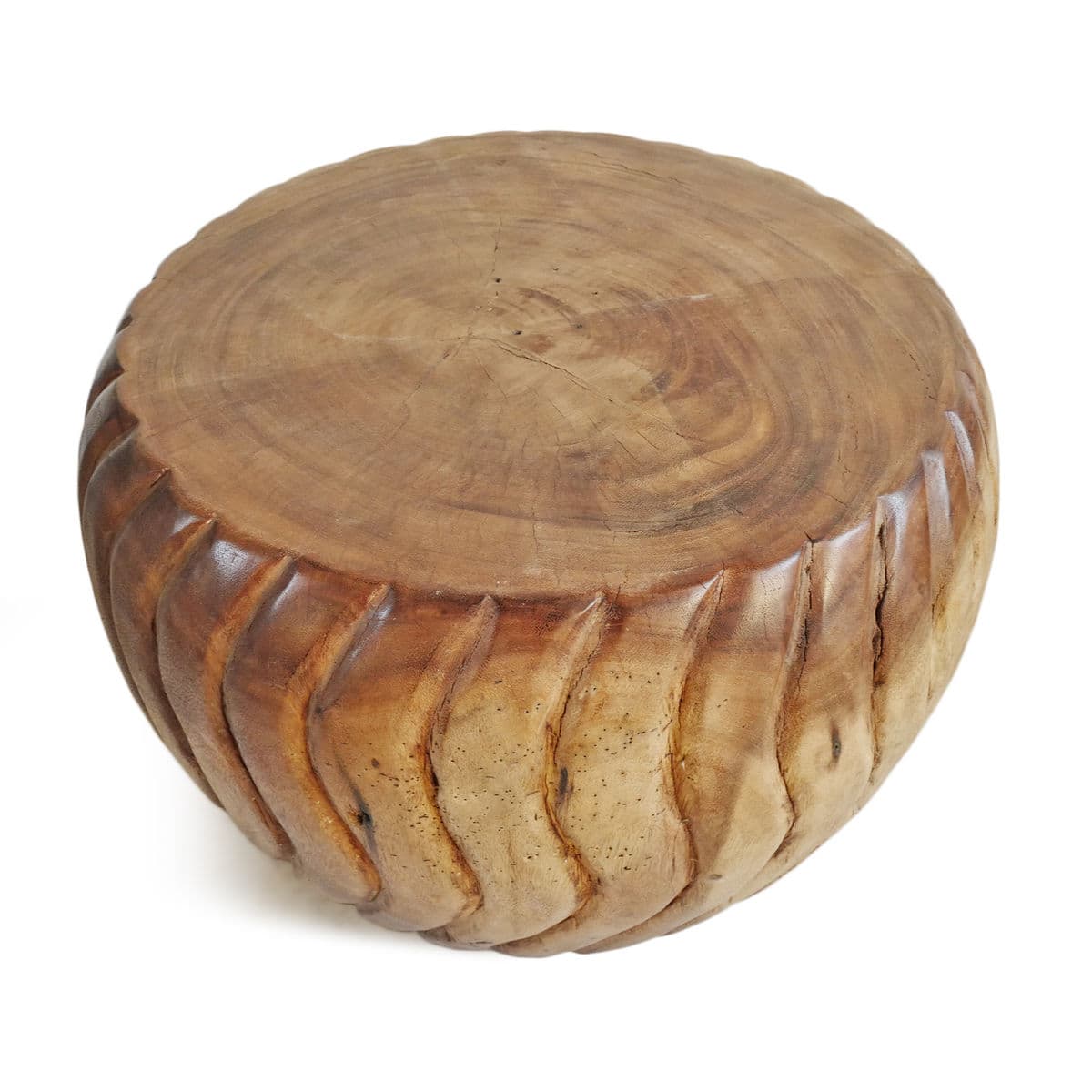Monkey Pod Wave End Table Stool - Thumbnail 3