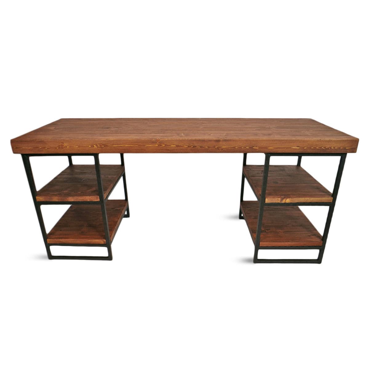 Reclaimed Wood & Iron Shelf Desk - Thumbnail 3