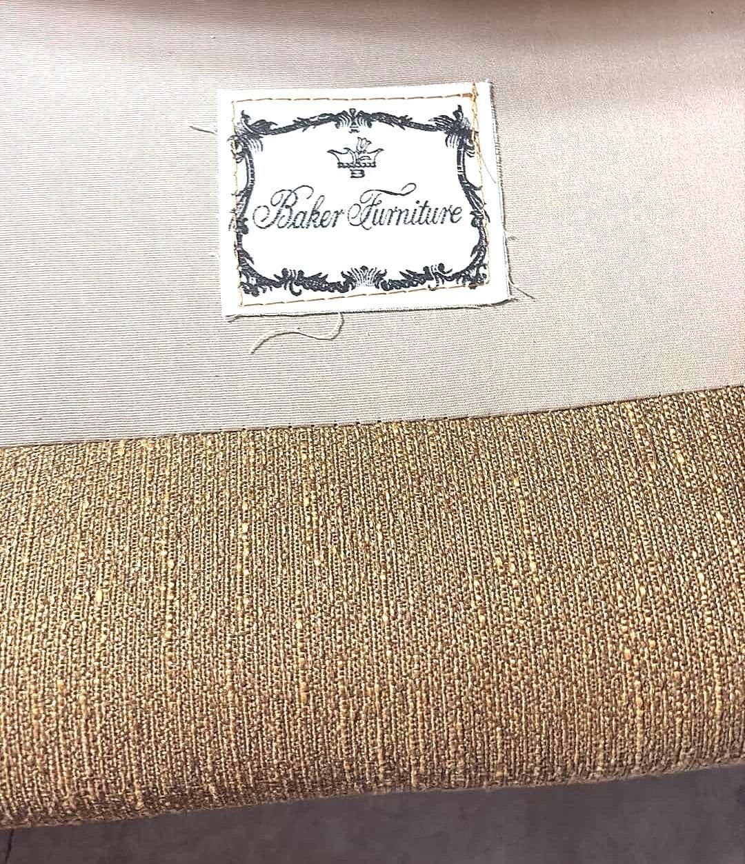 Baker Furniture Company Camelback Loveseat Upholstered in Gold Luxury Fabric - Vintage Early 21st Century - Thumbnail 3