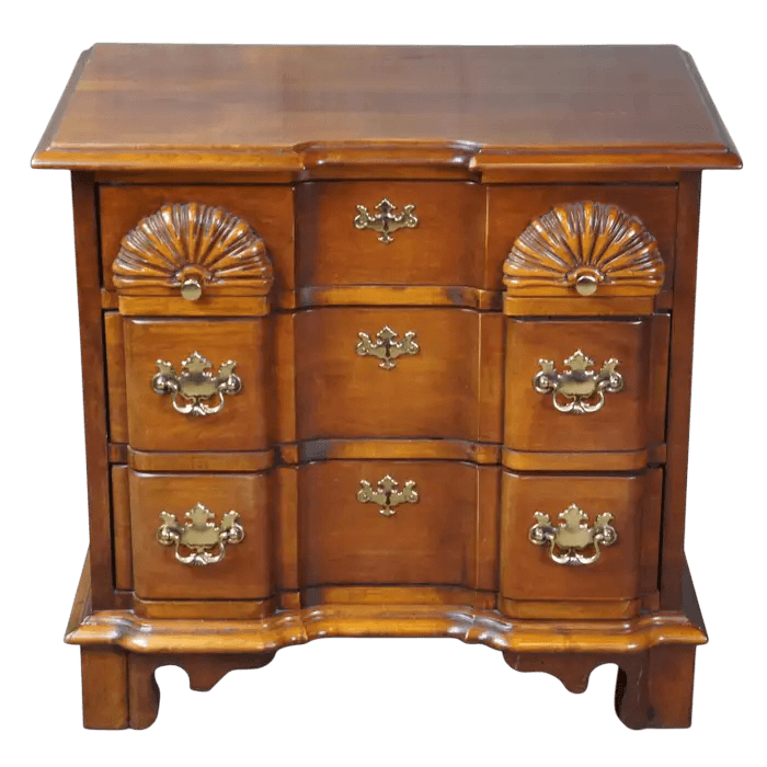 1980s Lexington Furniture Vintage Cherry Wood Goddard Block Front Chest of Drawers Nightstand or Side Table - 1980s - Thumbnail 3