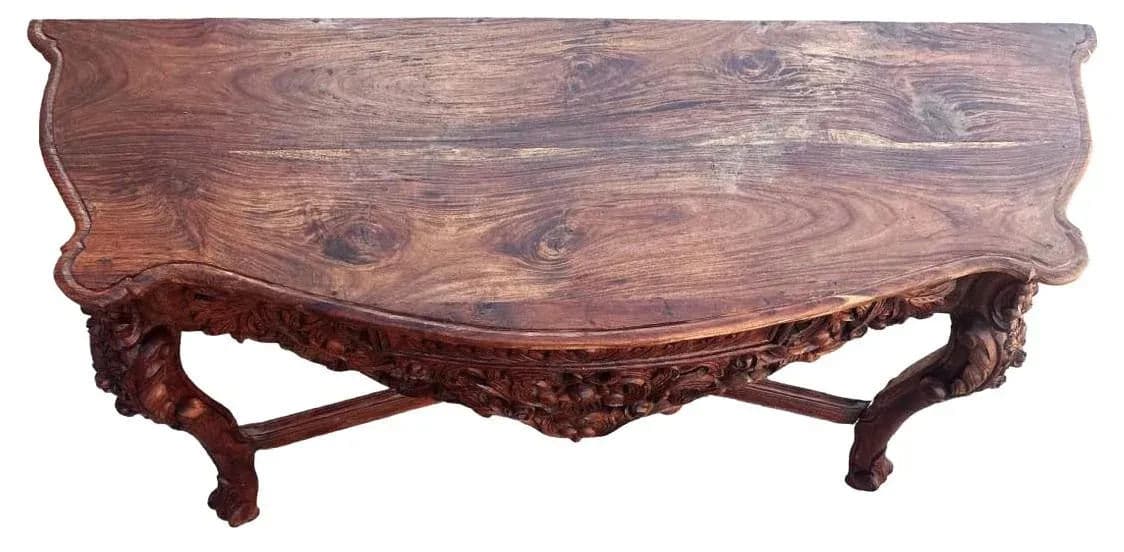 Antique Ornately Carved Anglo Indian Rosewood 60” Console Table - Thumbnail 3