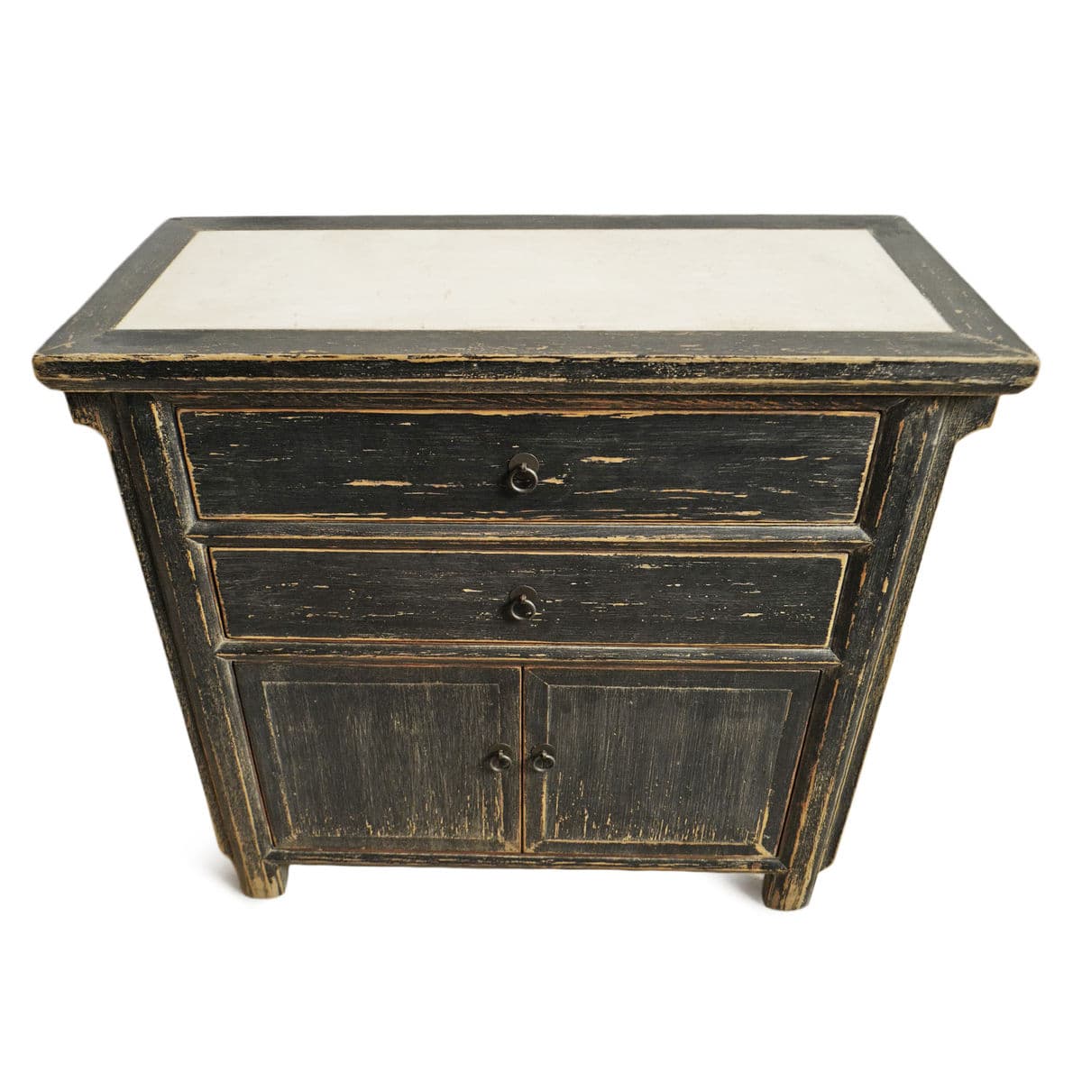 Marble Top Black Rustic Dresser Cabinet - Thumbnail 3