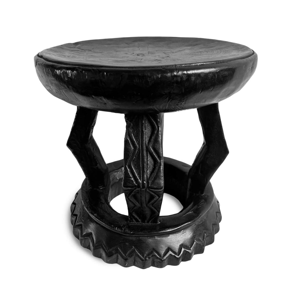 Black Oka Yoruba Stool - Thumbnail 3