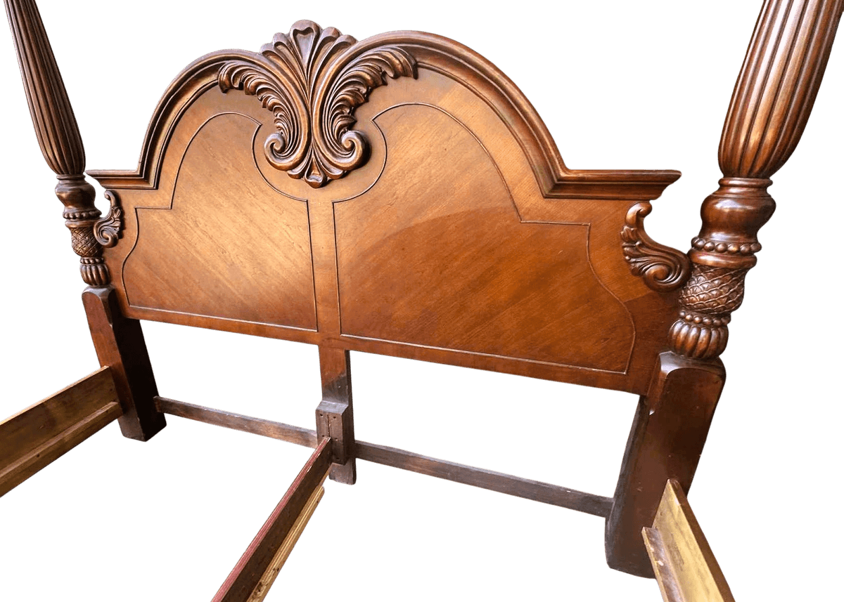 King Size Cherry Wood Four Poster Bed - Vintage Late 20th Century - Thumbnail 3