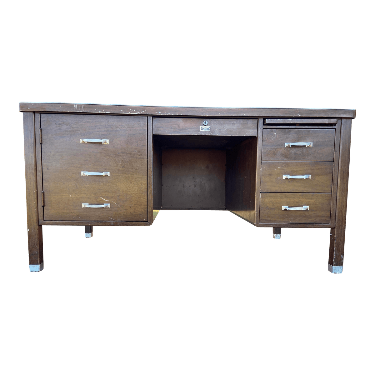 1940s The General Fireproofing Company Vintage Metal Tanker Desk - Thumbnail 2