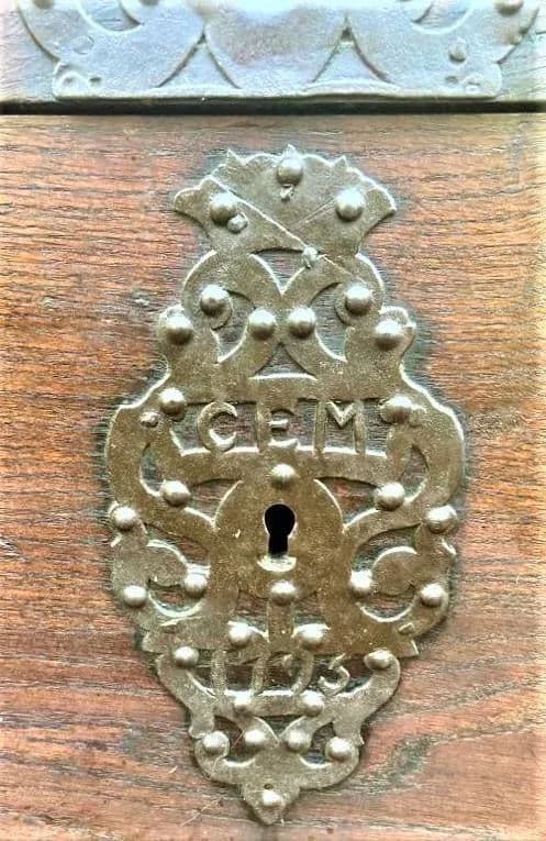 18th Century European Large Oak Immigrant Trunk - Signed and Dated 1793 - Thumbnail 3