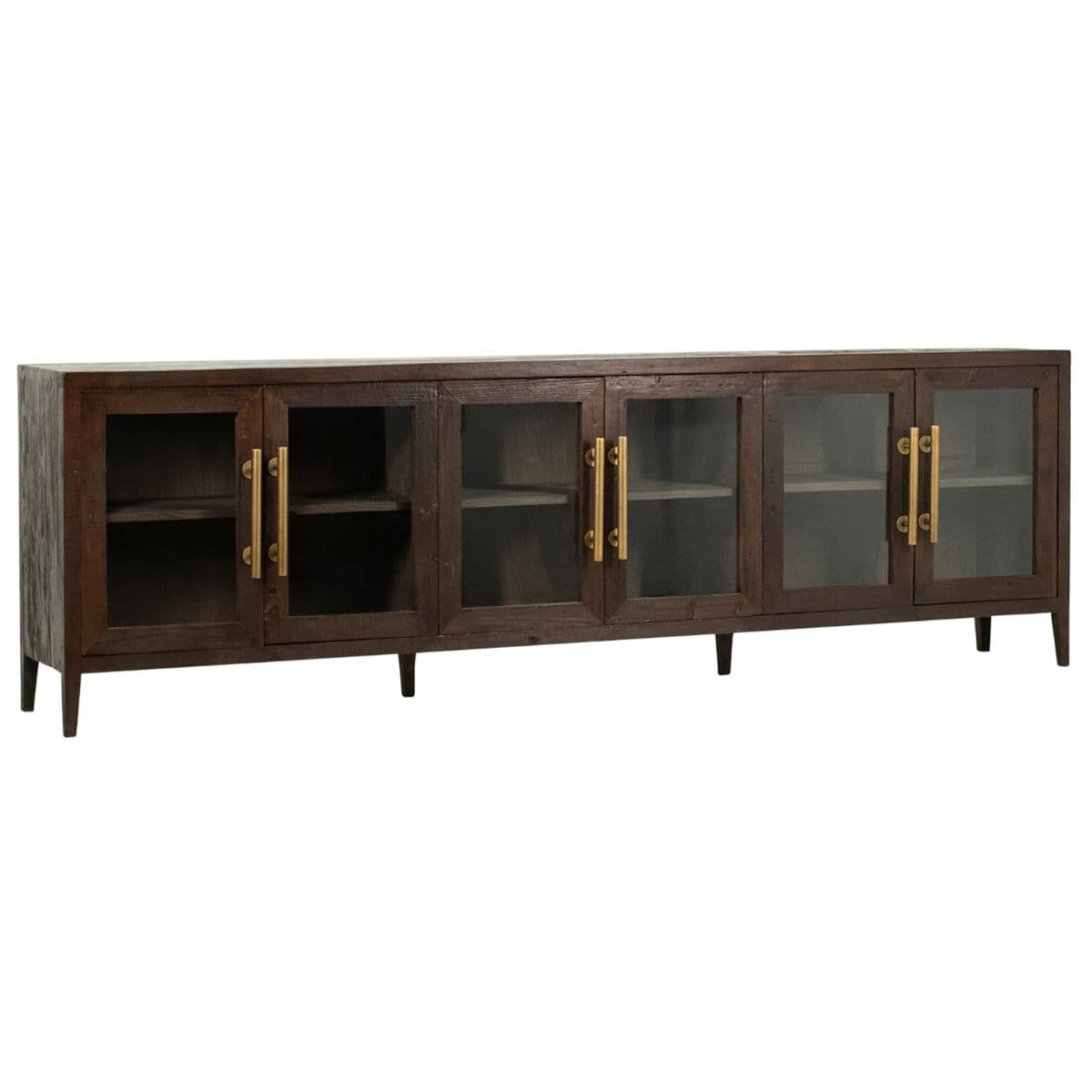 Long Walnut Glass Door Sideboard - Thumbnail 3