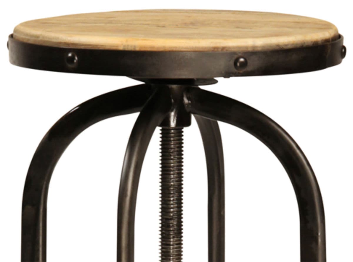 Wood & Iron Round Adjustable Stool - Thumbnail 3