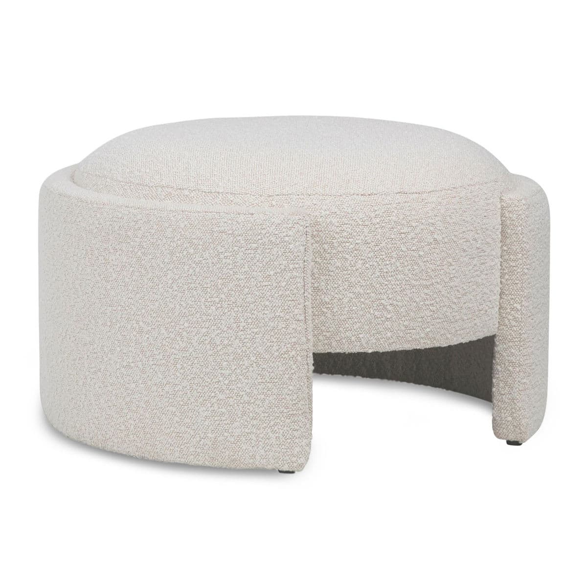 Upholstered Cream Oval Ottoman - Thumbnail 3