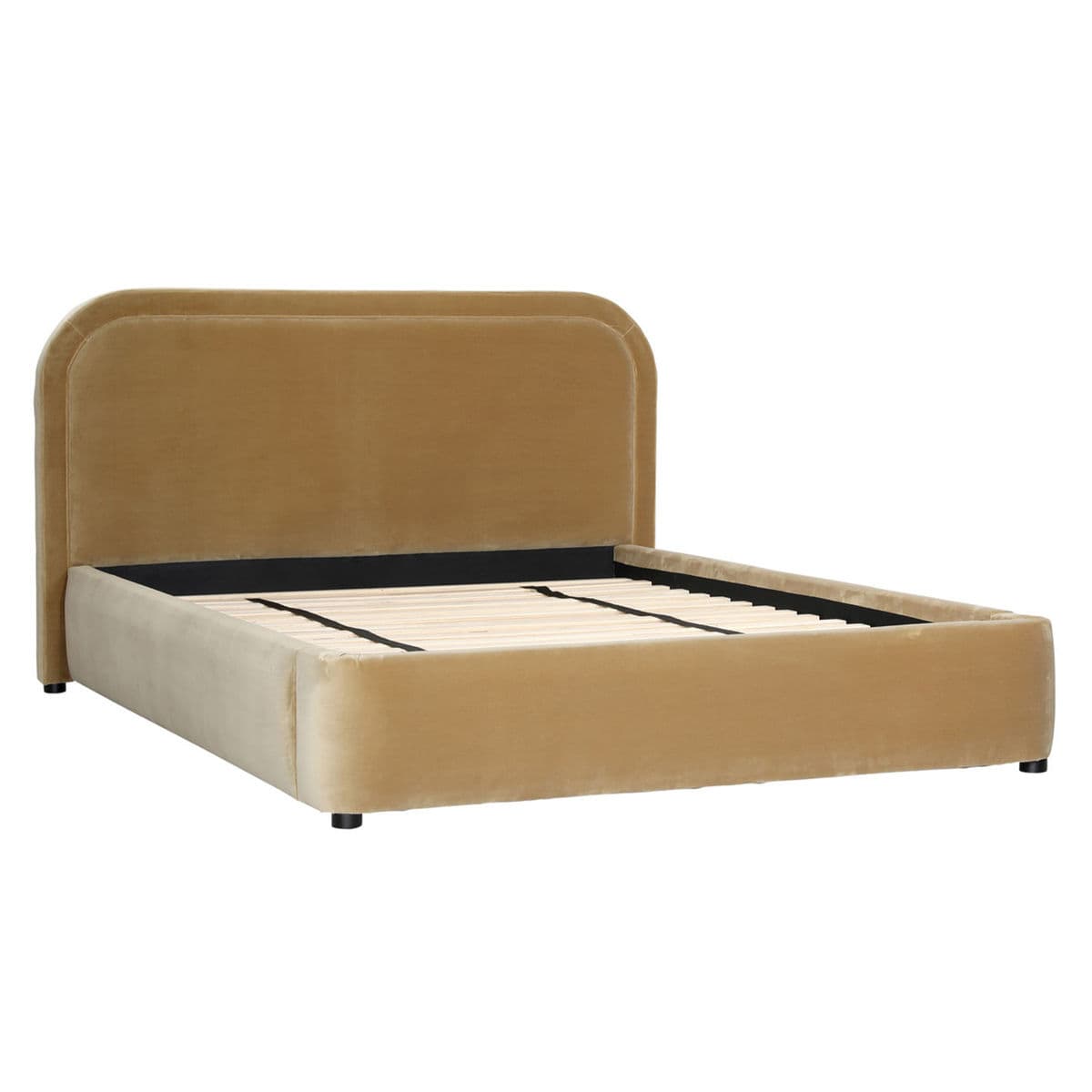Renfrow Velvet Rounded Queen Bed Frame - Thumbnail 3