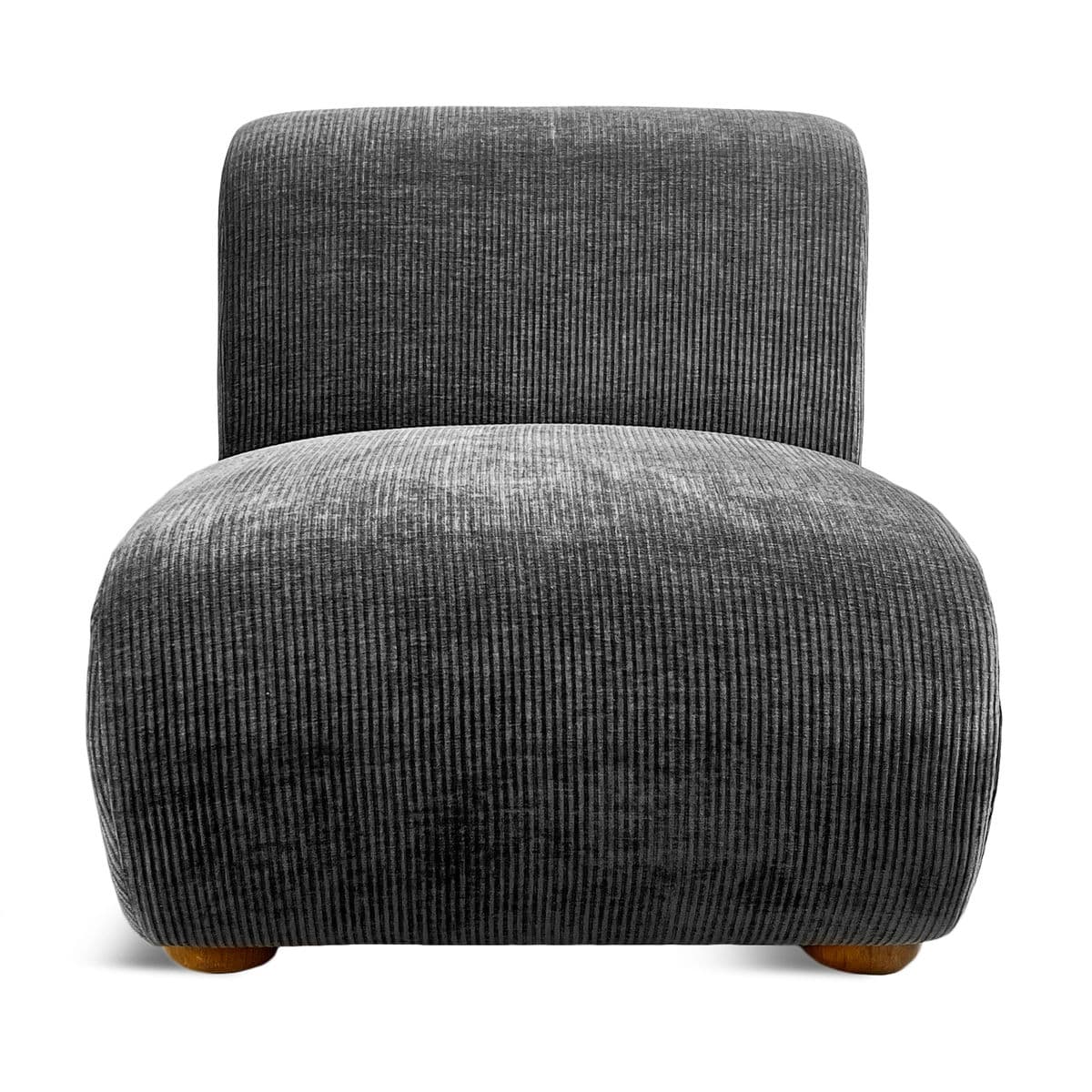 Charcoal Chenille Stripe Slipper Chair - Thumbnail 3