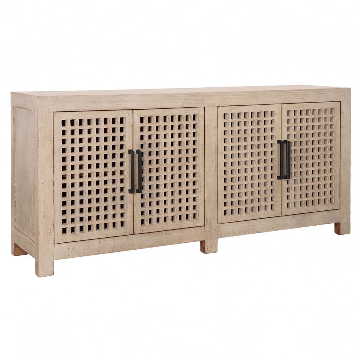 Modern Wood Lattice 4-Door Sideboard - Thumbnail 3