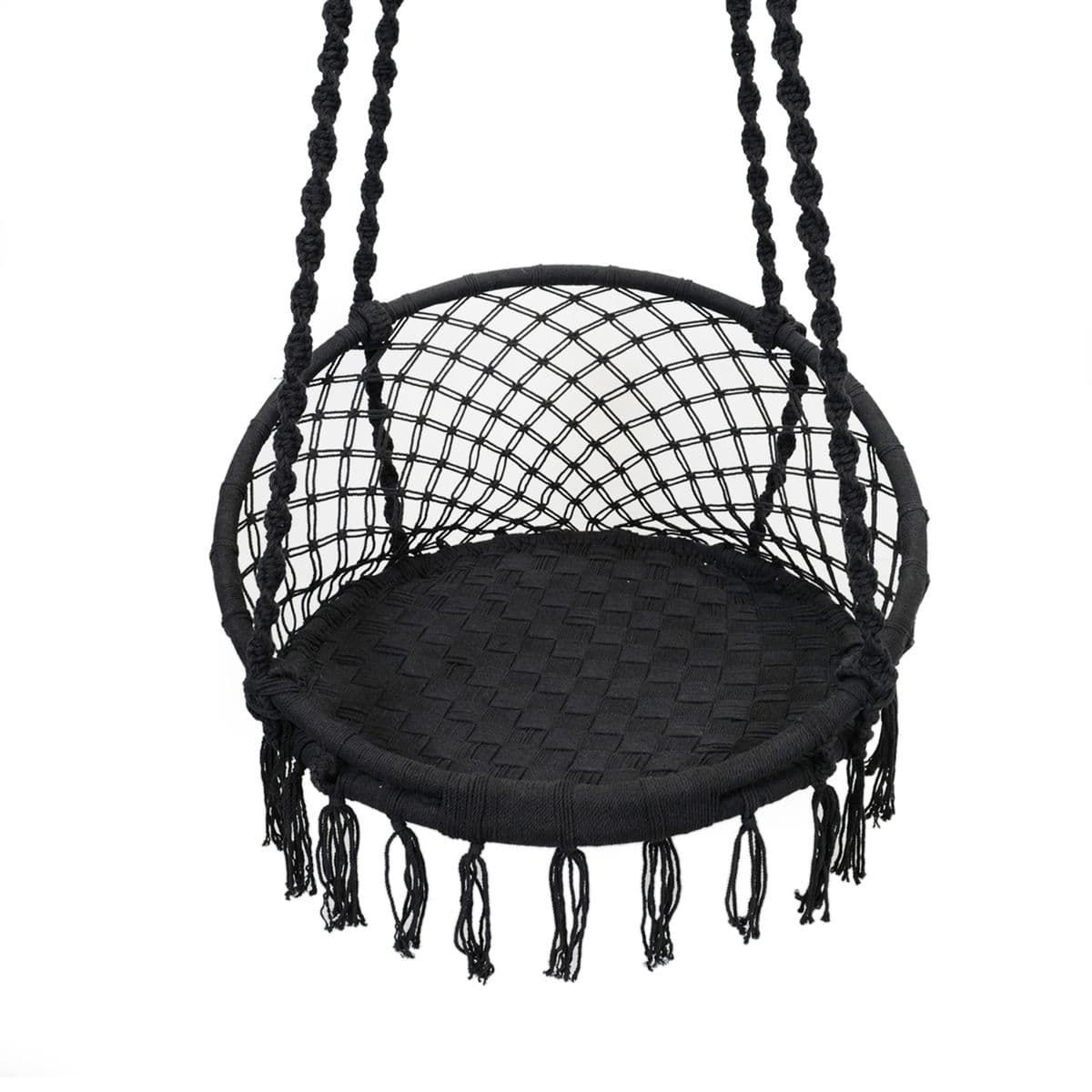 Black Macrame Rope Swing Chair - Thumbnail 3