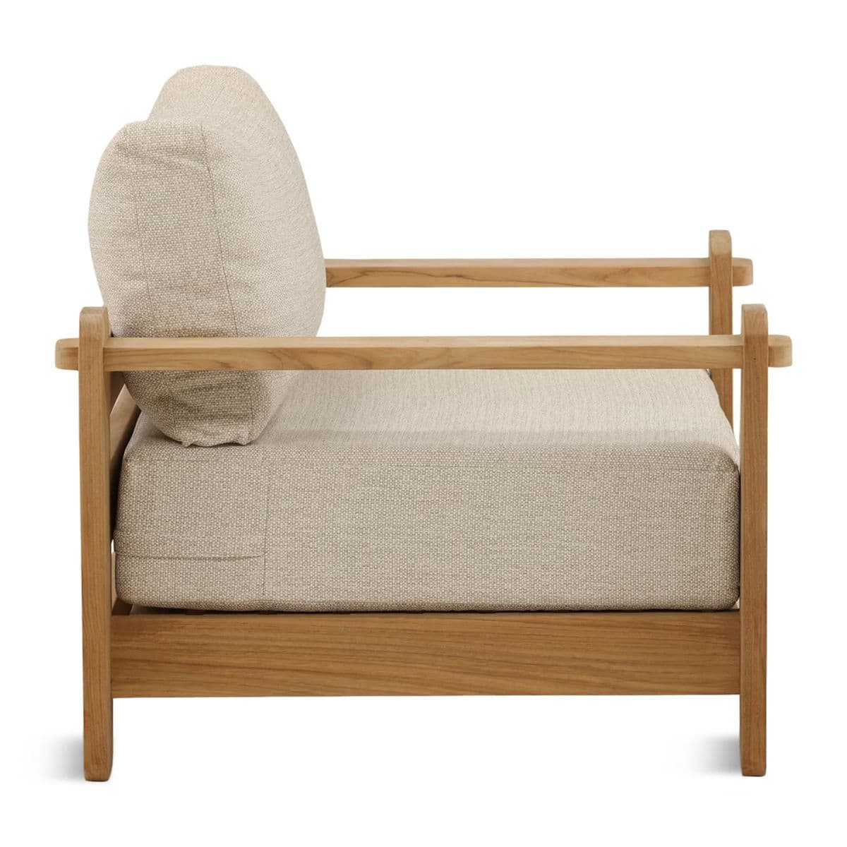 Outdoor Teak & Taupe Cushion Chair - Thumbnail 3