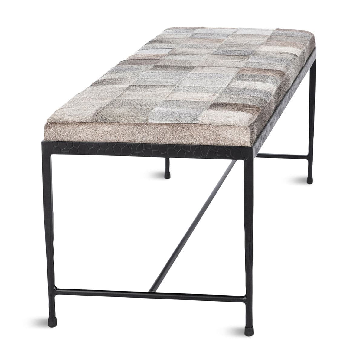 Grey Hide Patchwork Bench - Thumbnail 3