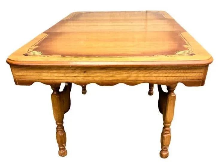 Vintage Rancho Monterey Style Solid Oak Dining Table - Circa 1930s - Thumbnail 3