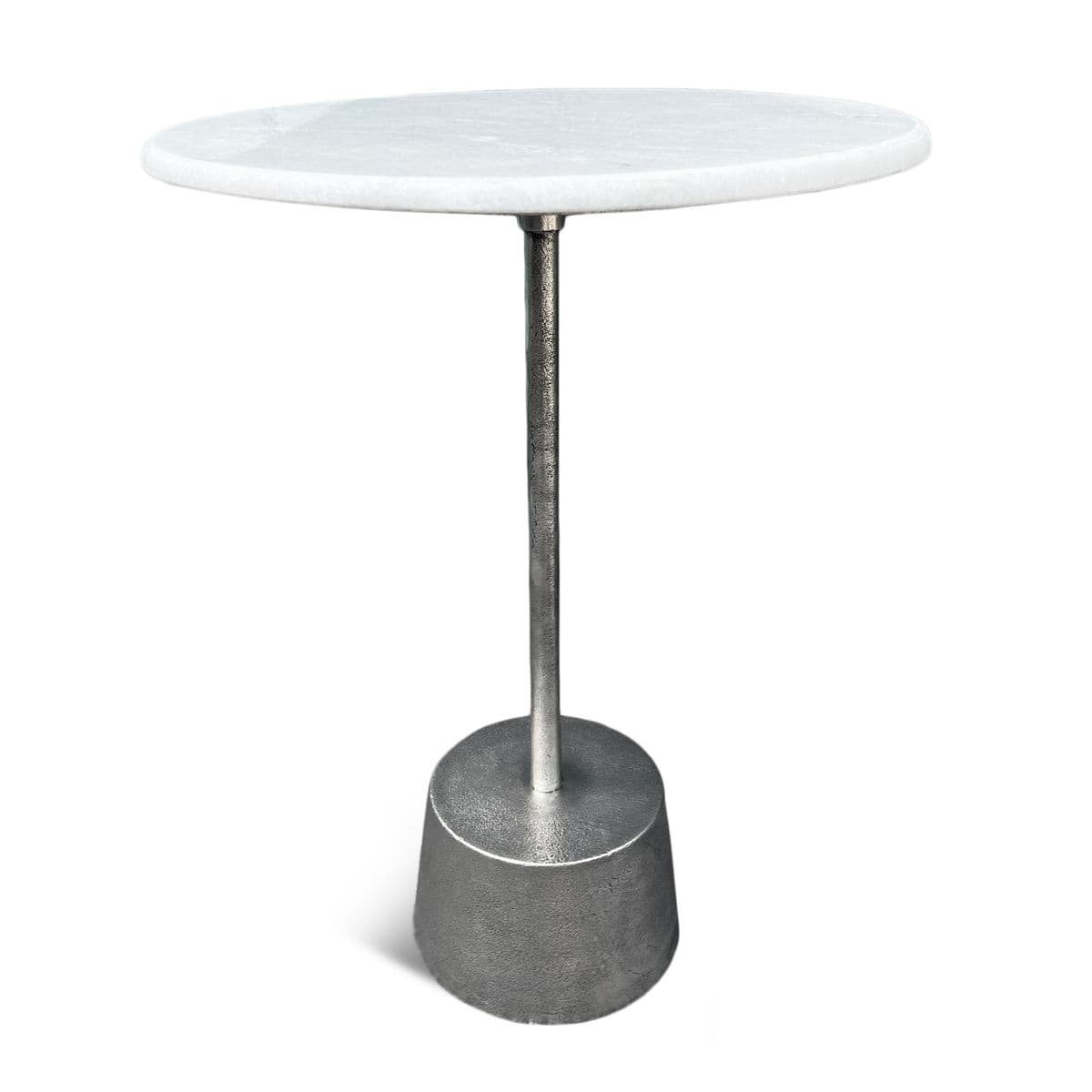 Deco White Marble & Nickel End Table - Thumbnail 3