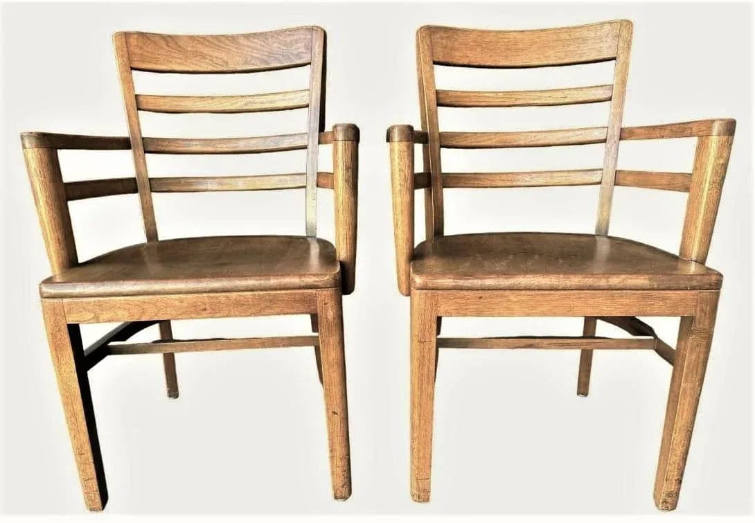 Boling Chair Company Walnut Mid 20th Century Office Chairs - a Pair - Thumbnail 3