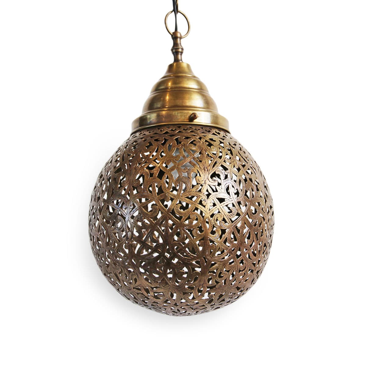 Brass Lace Work Ball Lantern - Thumbnail 3