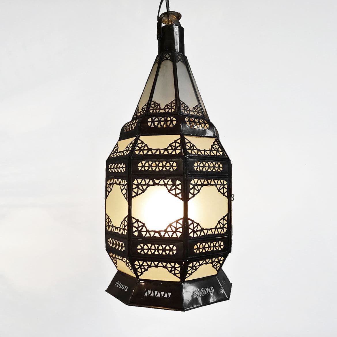 Metal Work & Frosted Glass Hanging Lantern - Thumbnail 3