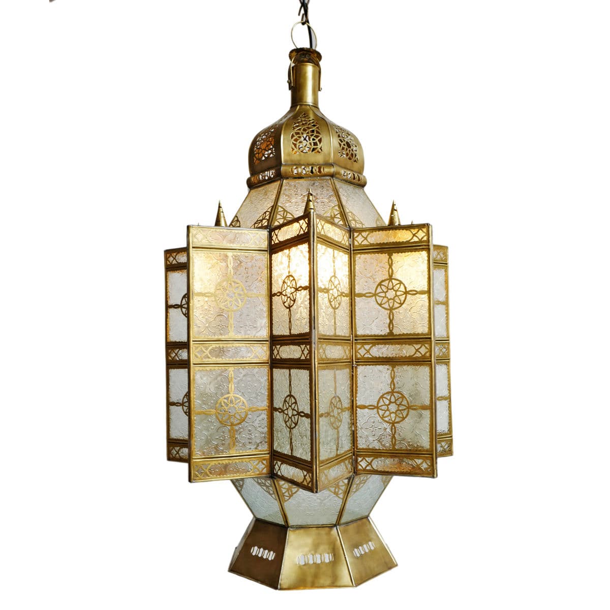 Moroccan Brass & Glass Pendant - Thumbnail 3