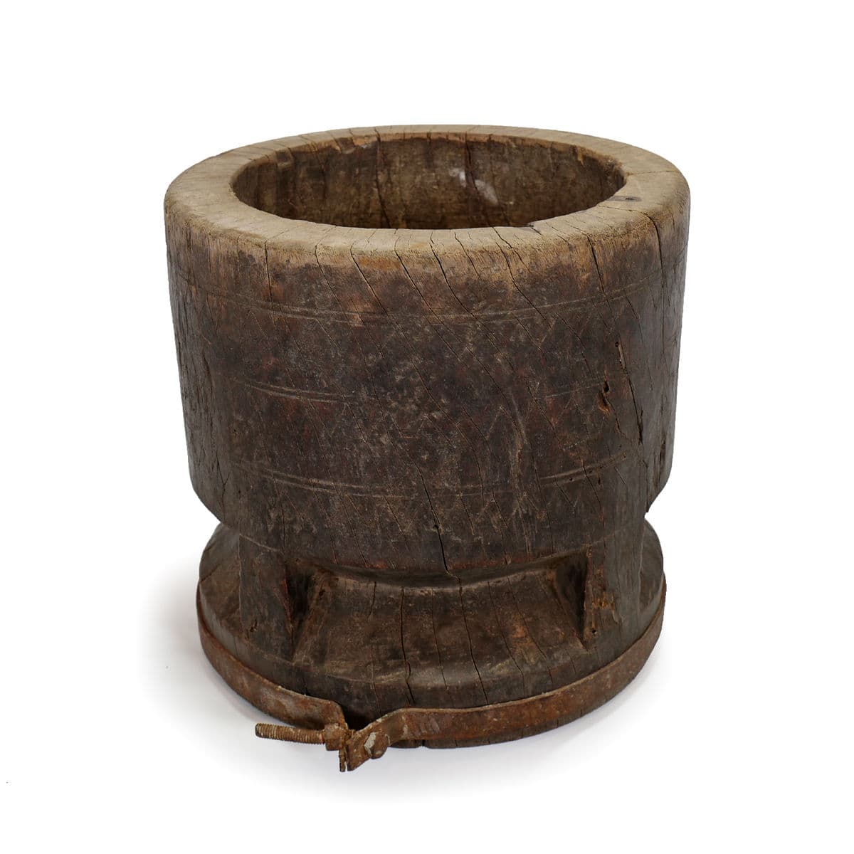 Old India Wood Pestle Pot - Thumbnail 3
