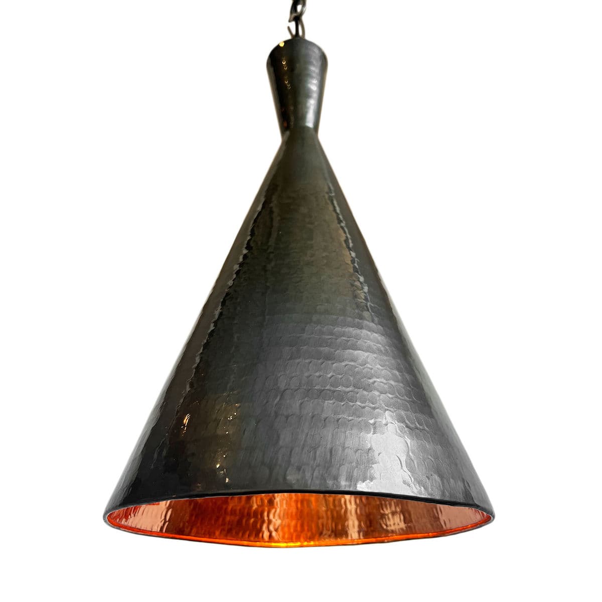 Hammered Copper Cone Bronzed Pendant Light - Thumbnail 4