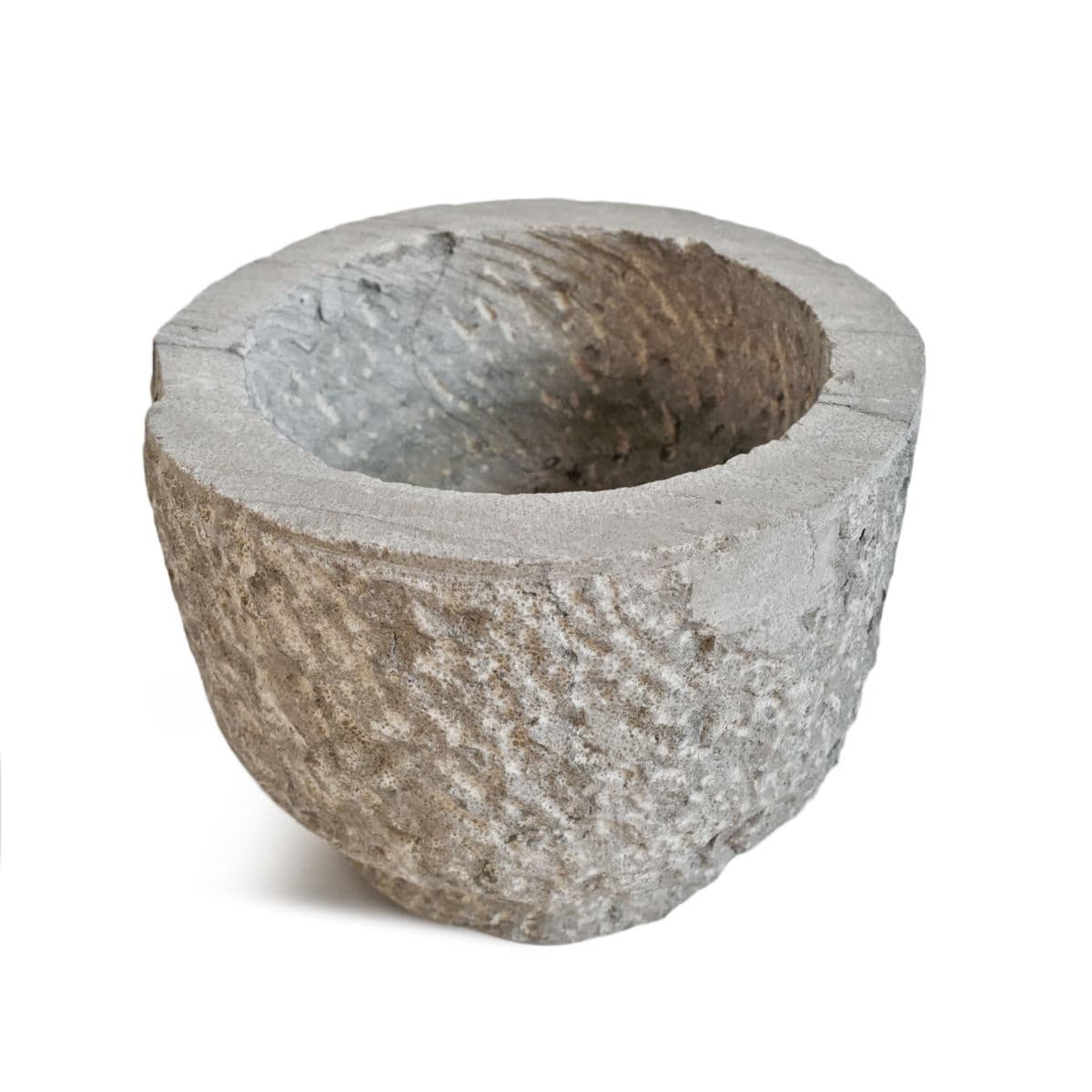 Old Chiseled Granite Stone Pot - Thumbnail 4