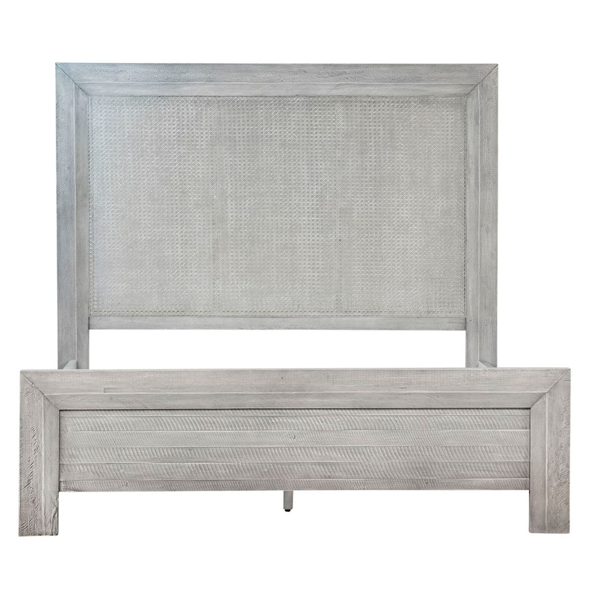 Geneva Grey Wood & Cane Queen Bed - Thumbnail 4