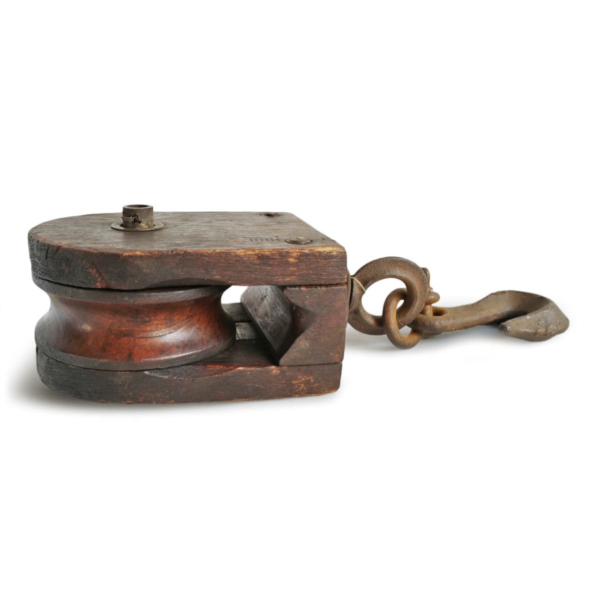 Vintage Wood & Iron Pulley - Thumbnail 4