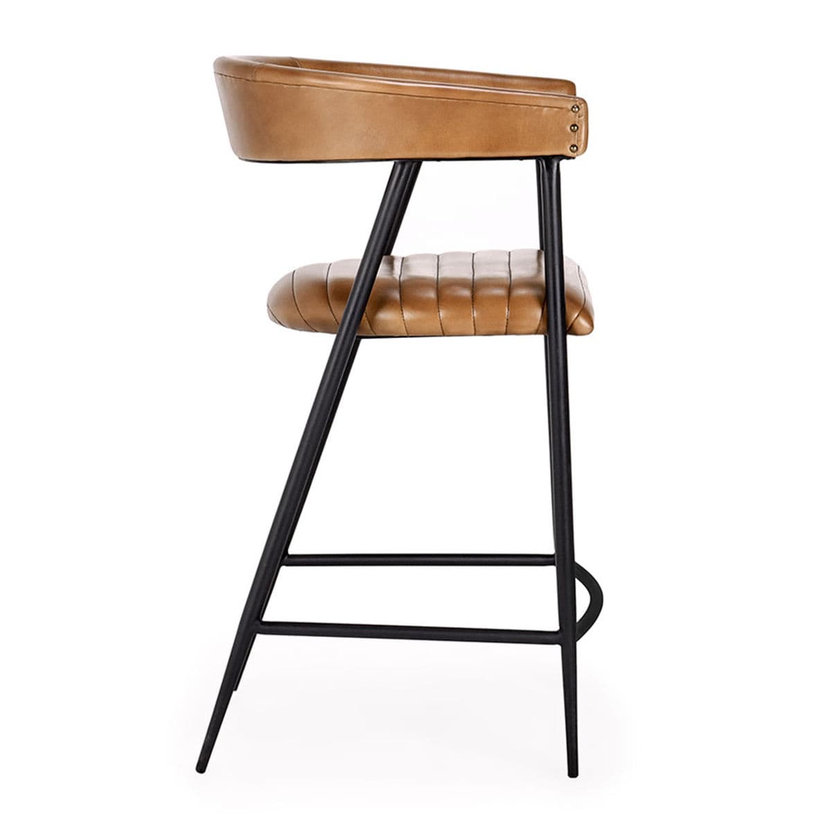 Chestnut Leather U-Back Counter Stool - Thumbnail 4