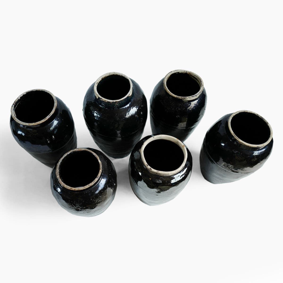 Vintage Black Ceramic Village Vase - Thumbnail 4