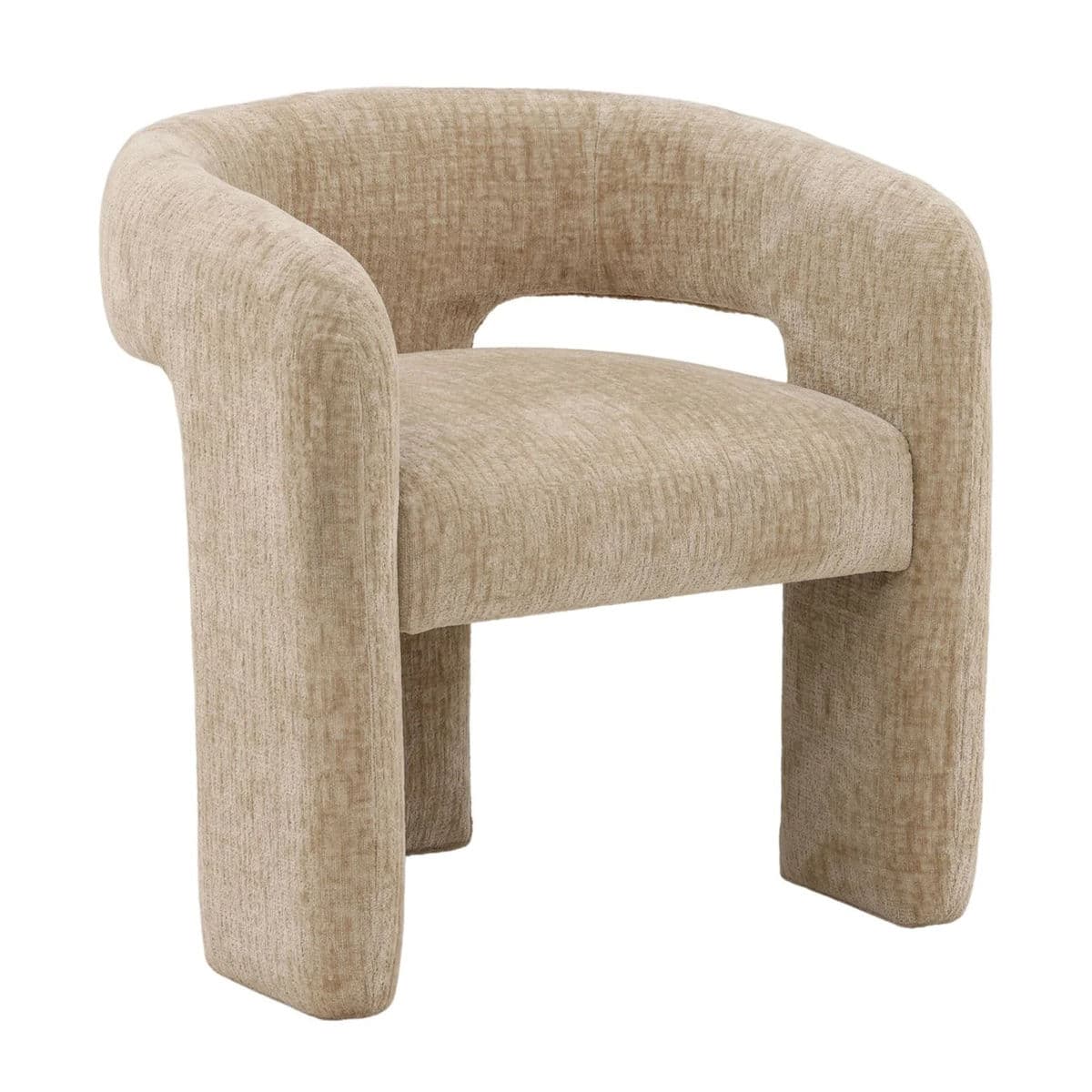 Modern U Beige Chenille Chair - Thumbnail 4