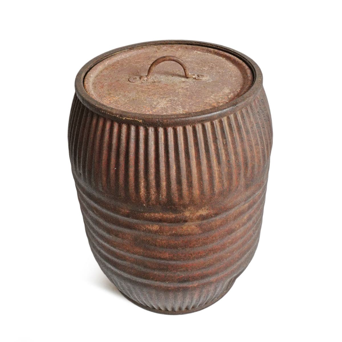 Vintage India Iron Grain Barrel - Thumbnail 4