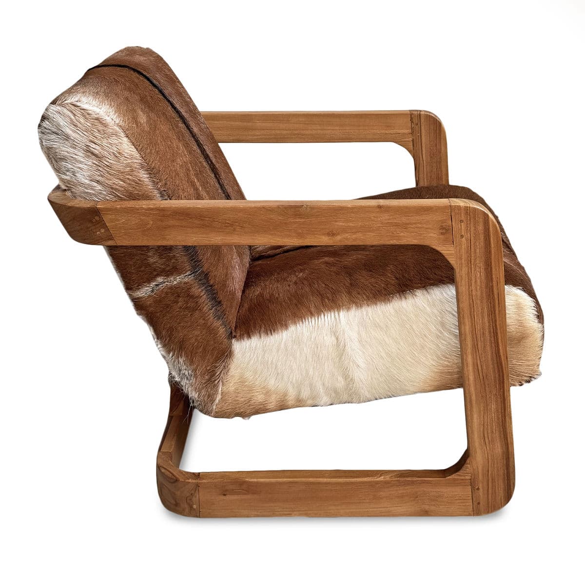 Teak & Hide Arm Chair - Thumbnail 4