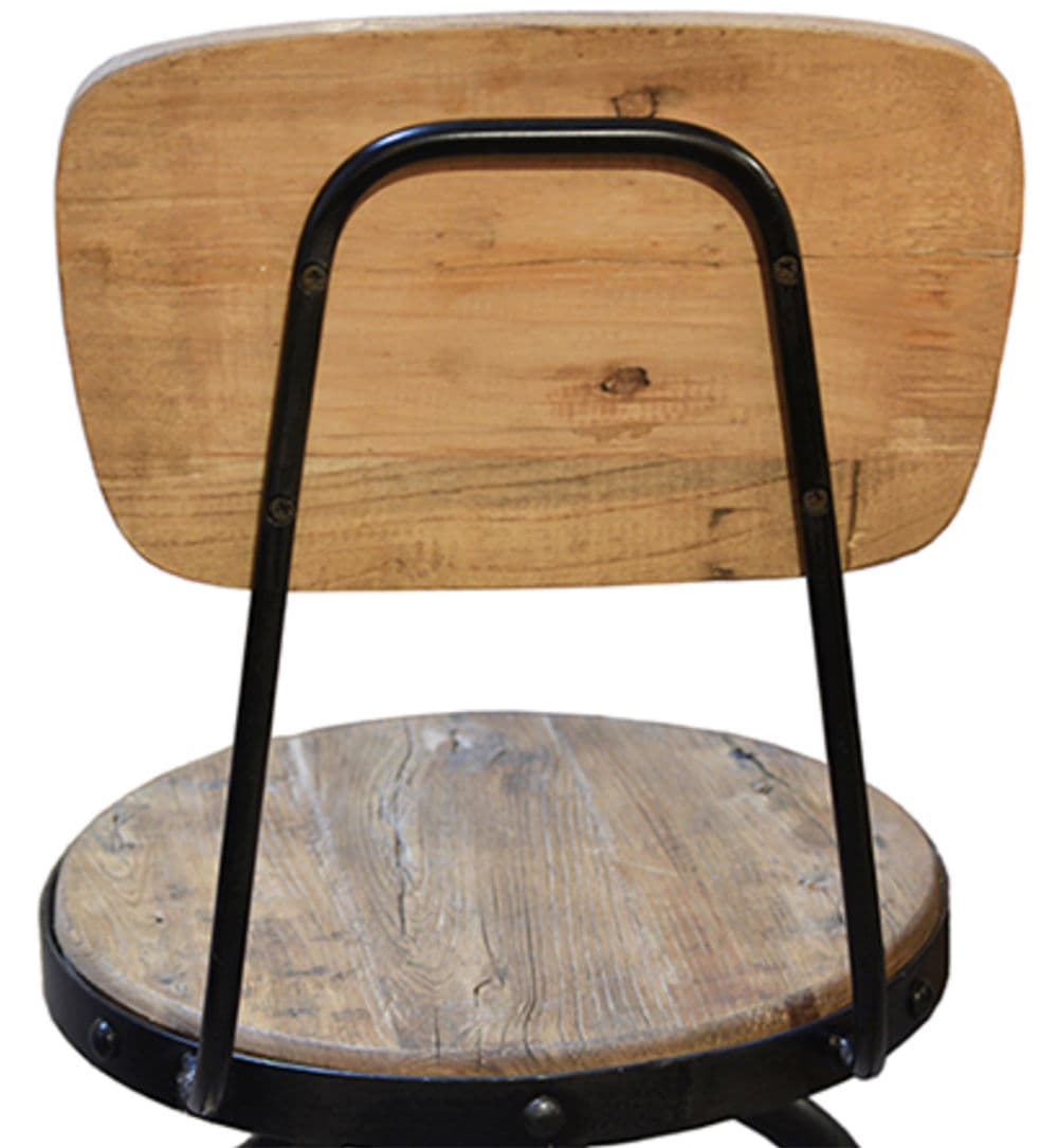 Wood & Iron Adjustable Stool w/ Seatback - Thumbnail 4