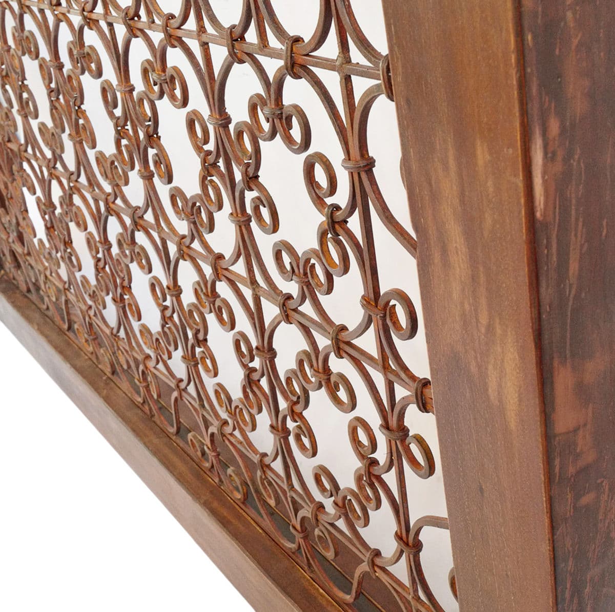Large Wood Framed Open Iron Screen - Thumbnail 4