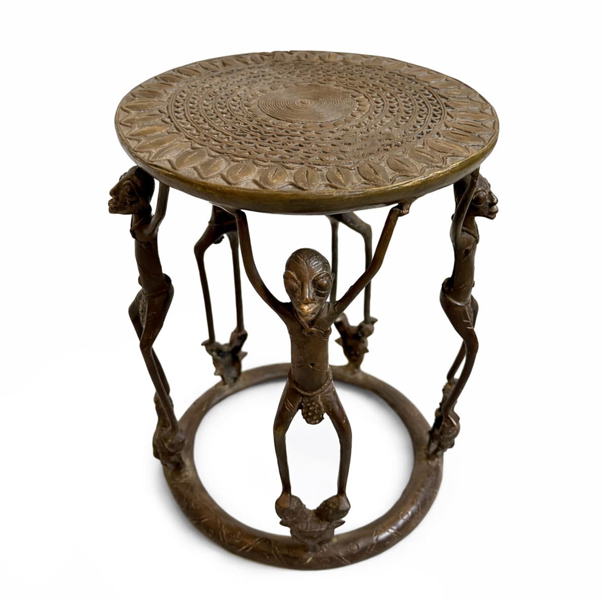 Vintage Bronze Tikar Stool - Thumbnail 4
