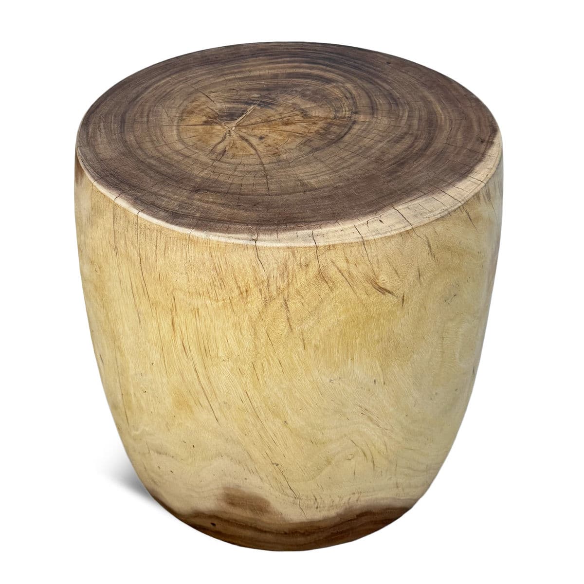 Raw Acacia Wood Drum Stool - Thumbnail 4