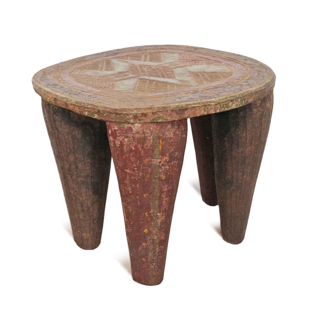 Vintage Painted Nupe Stool - Thumbnail 4