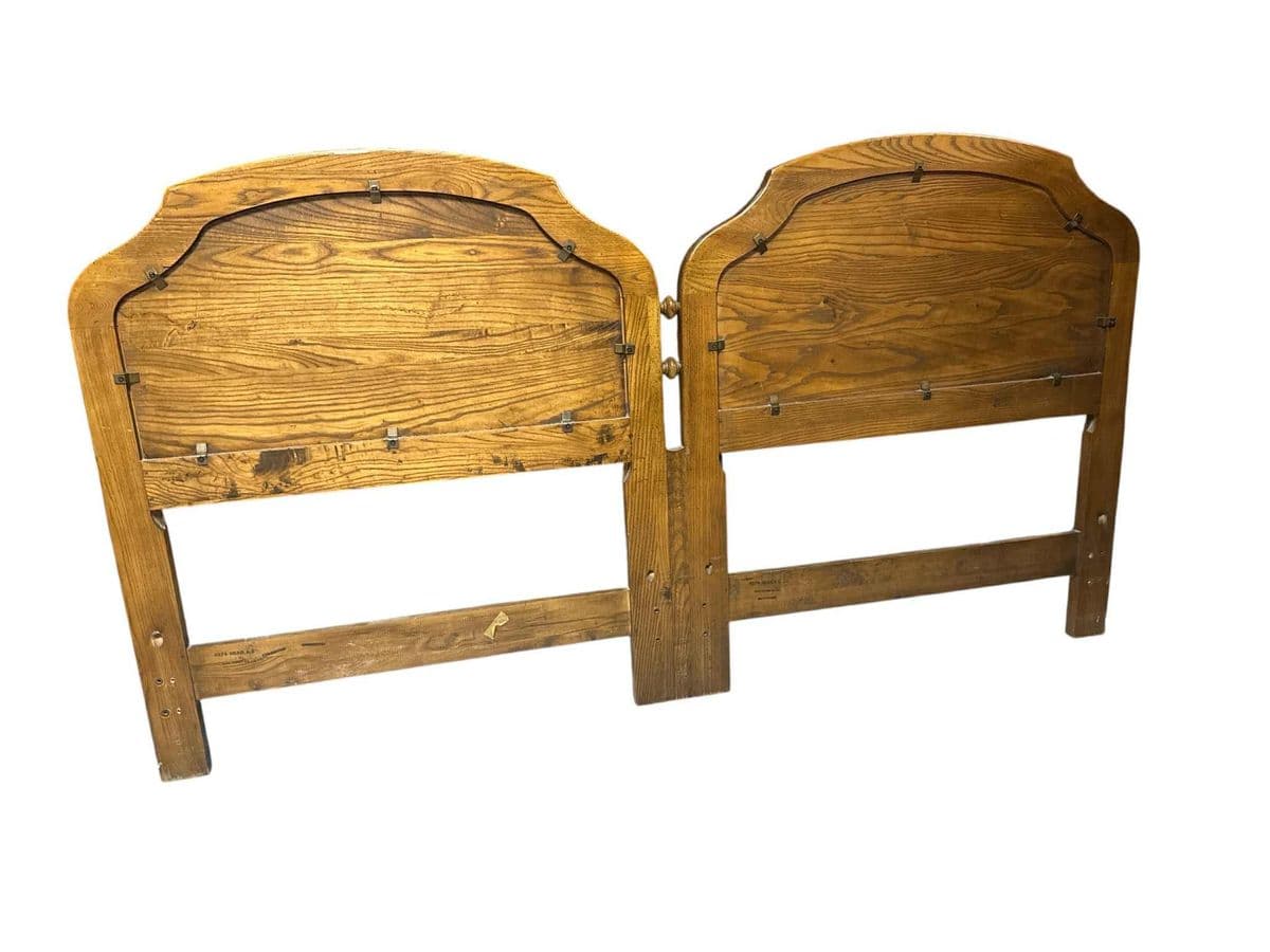King Size Davis Cabinet Company French Provincial Solid Oak Headboard - Vintage Circa 1960s - Thumbnail 4