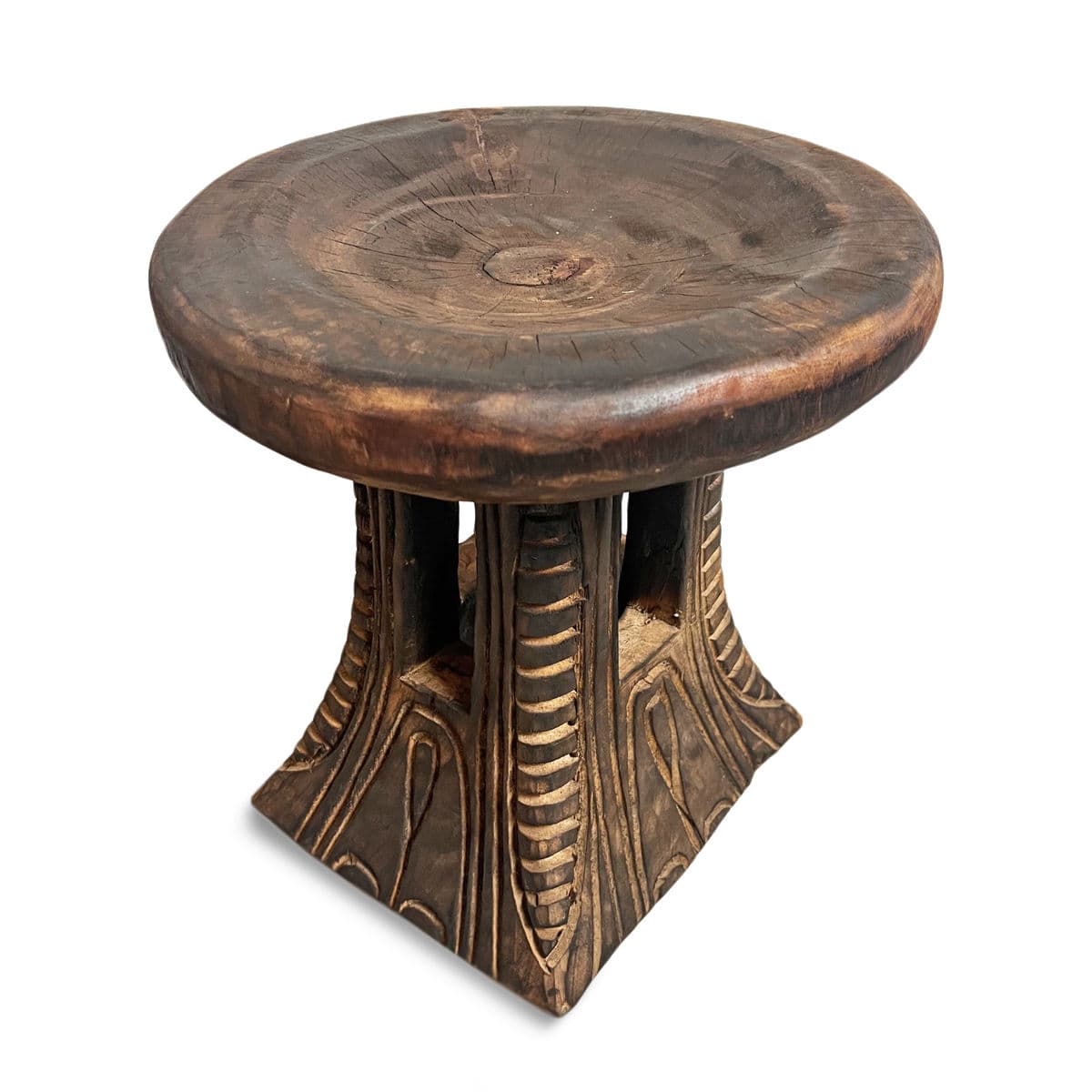 Bamileke Burn Pedestal Stool - Thumbnail 4