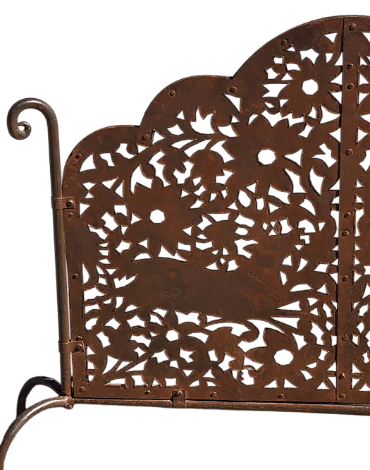 Vintage Pierced Iron Fireplace Screen From Mexico - Thumbnail 4