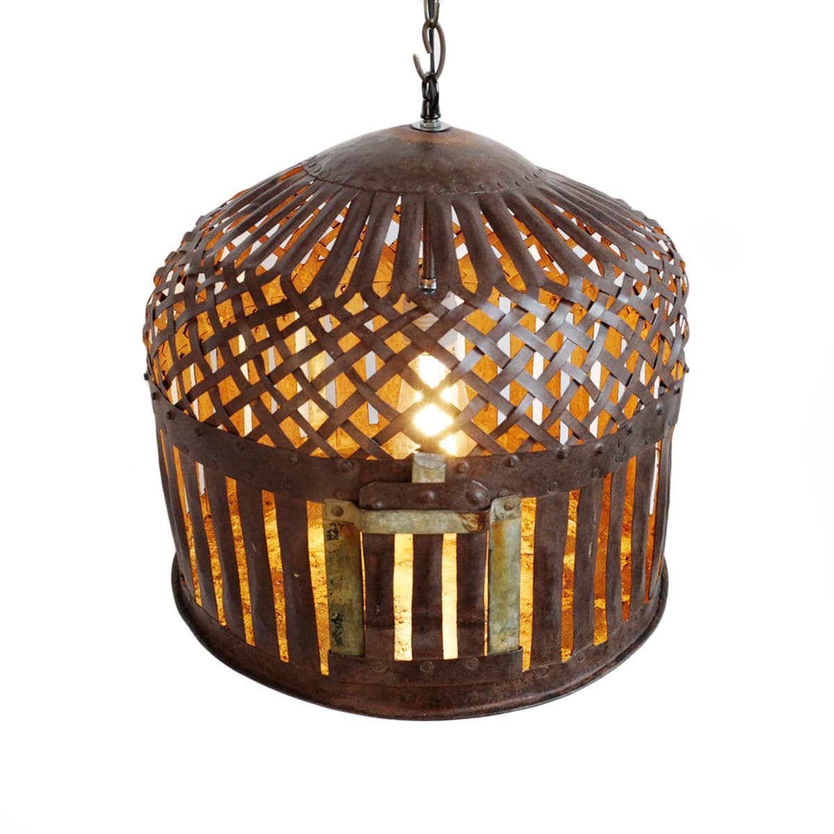 Industrial Iron Basket Cage Lantern - Thumbnail 4